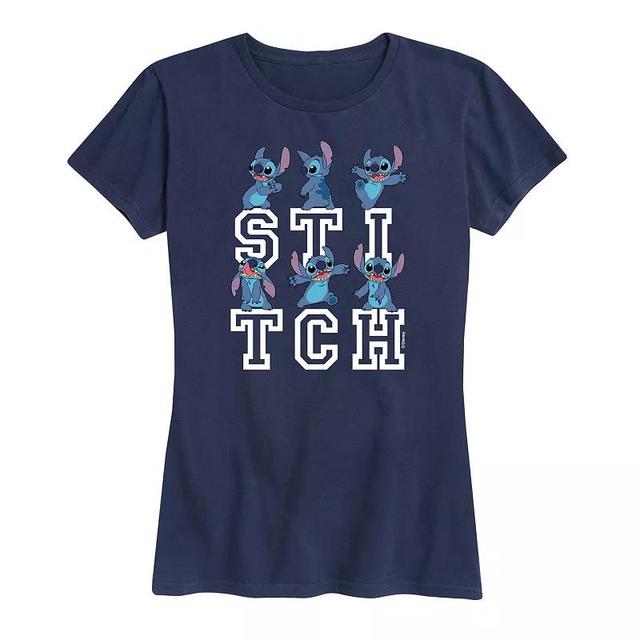 Disneys Lilo & Stitch Womens Poses Graphic Tee Blue Product Image