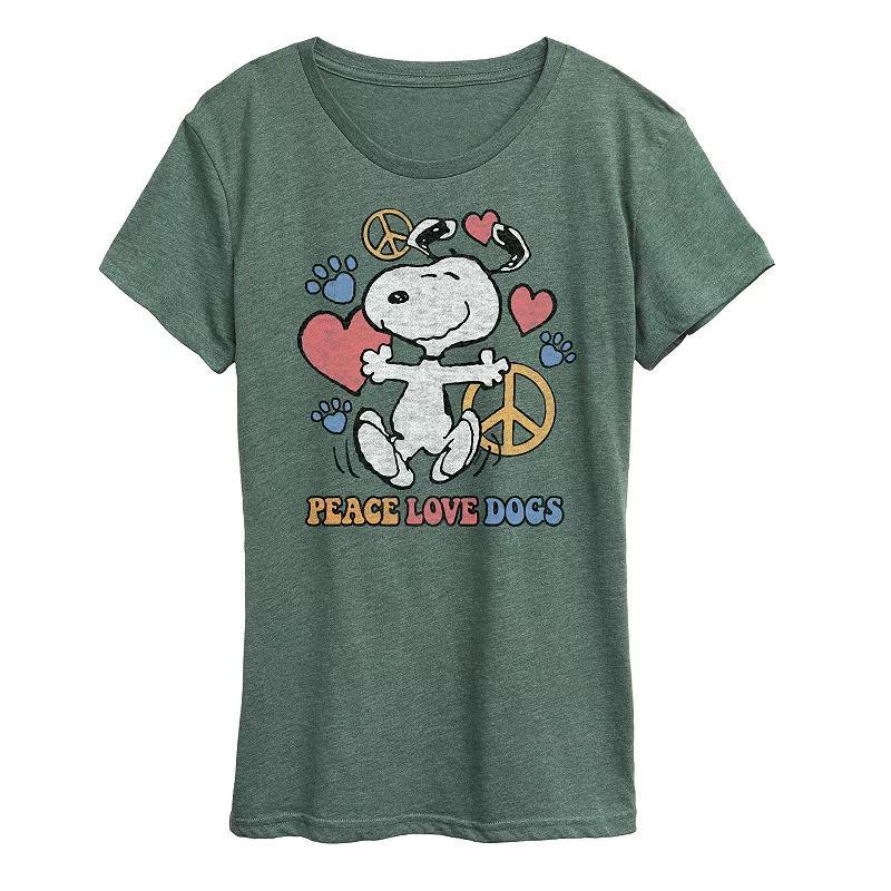 Womens Peanuts Snoopy Peace Love Dogs Graphic Tee Product Image