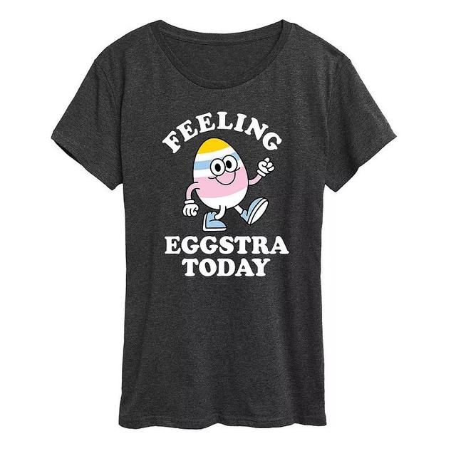 Womens Feelin Eggstra Graphic Tee Grey Royal Blue Product Image