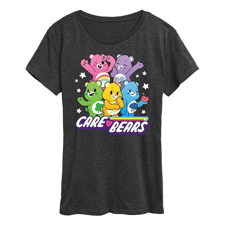 Womens Care Bears Main Group Graphic Tee, Girls Heather Grey Product Image