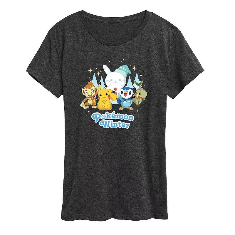 Womens Pokemon Winter Tee Heather Grey Product Image