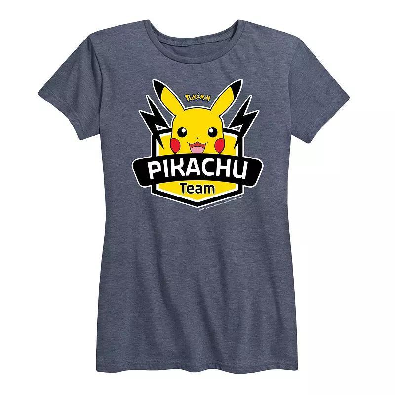 Womens Pokemon Team Pikachu Graphic Tee Grey Gray Product Image