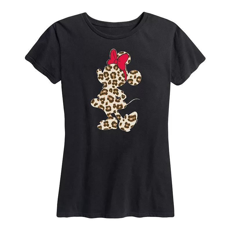 Disneys Minnie Mouse Womens Leopard Graphic Tee Product Image