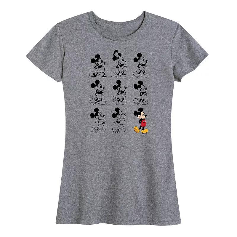 Disneys Mickey Mouse Womens Evolution Graphic Tee Grey Gray Product Image