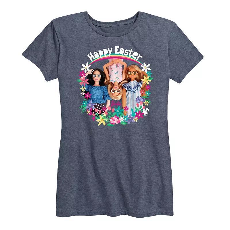 Womens Barbie Happy Easter Graphic Tee Grey Royal Blue Product Image