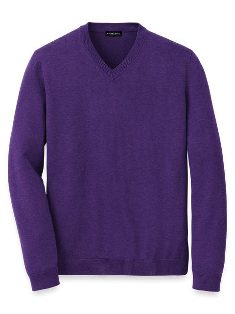 Supima Cotton V-neck Sweater - Purple Product Image