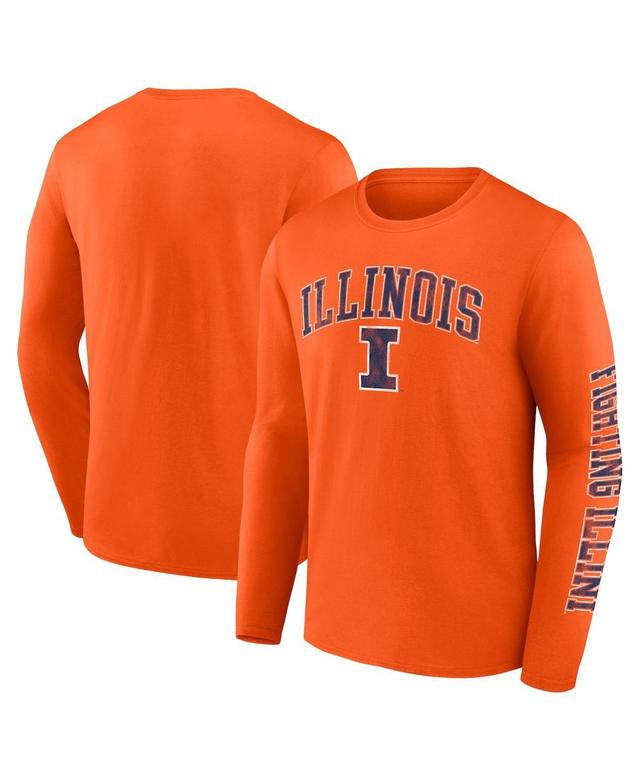 Mens Fanatics Orange Illinois Fighting Illini Distressed Arch Over Logo Long Sleeve T-shirt Product Image