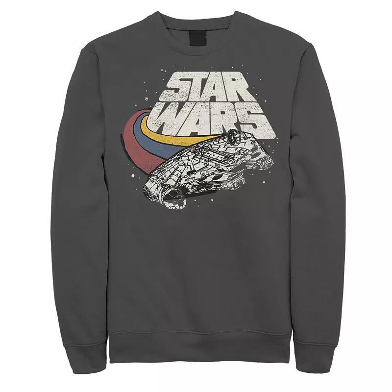 Mens Star Wars Falcon Ship Three Stripes Sweatshirt Grey Heather Product Image