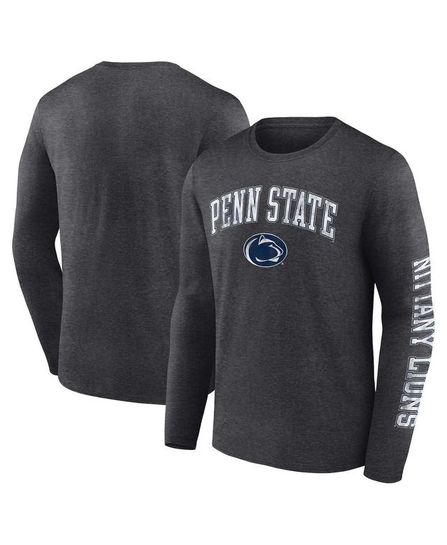 Mens Fanatics Heather Charcoal Penn State Nittany Lions Distressed Arch Over Logo Long Sleeve T-shirt Product Image