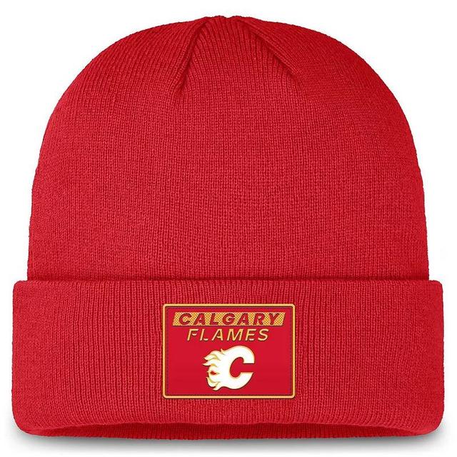 Mens Fanatics Red Calgary Flames Authentic Pro Cuffed Knit Hat Product Image