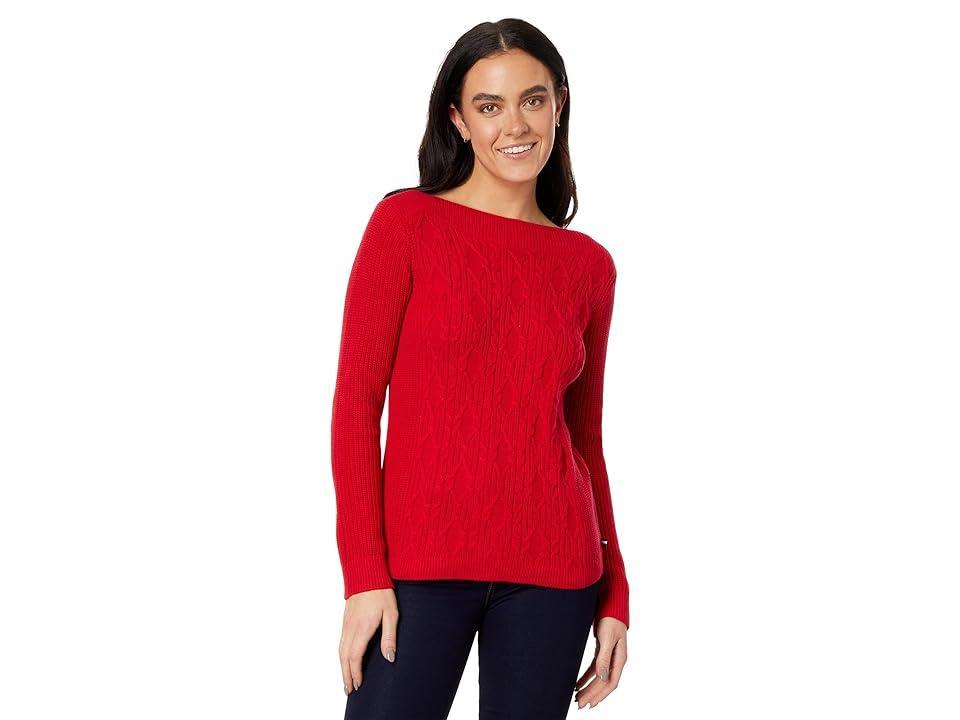 Tommy Hilfiger Cate Cable Boatneck Sweater (Scarlet) Women's Clothing product image