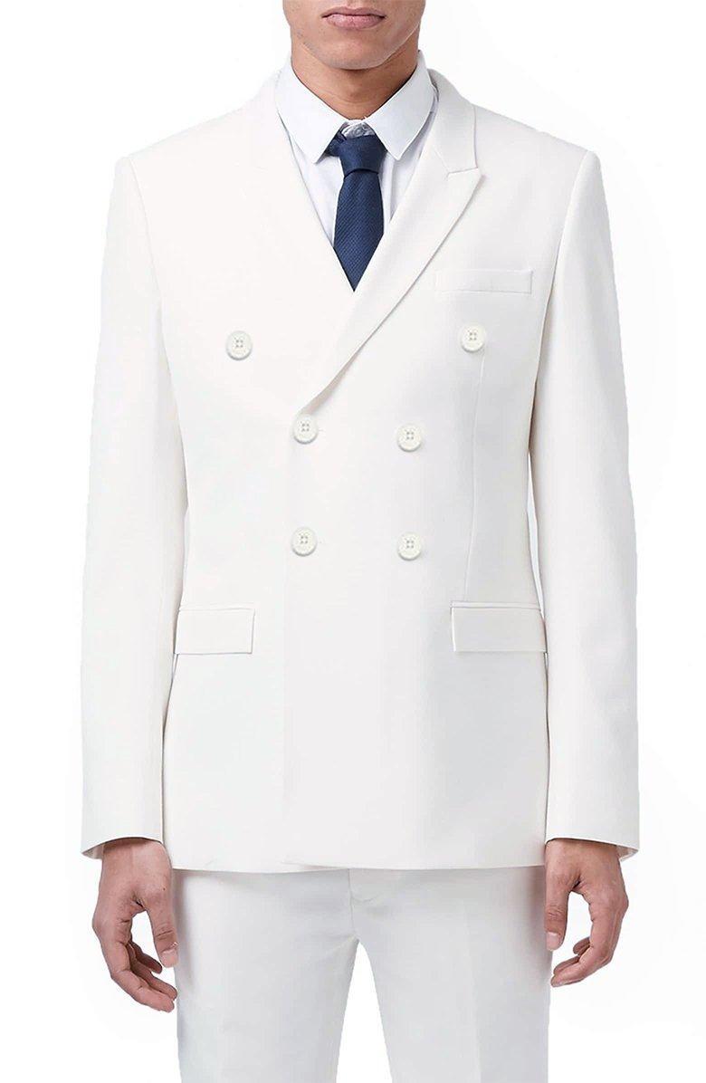 Ramses Collection - Double Breasted 2 Piece Suit Regular Fit in White Product Image