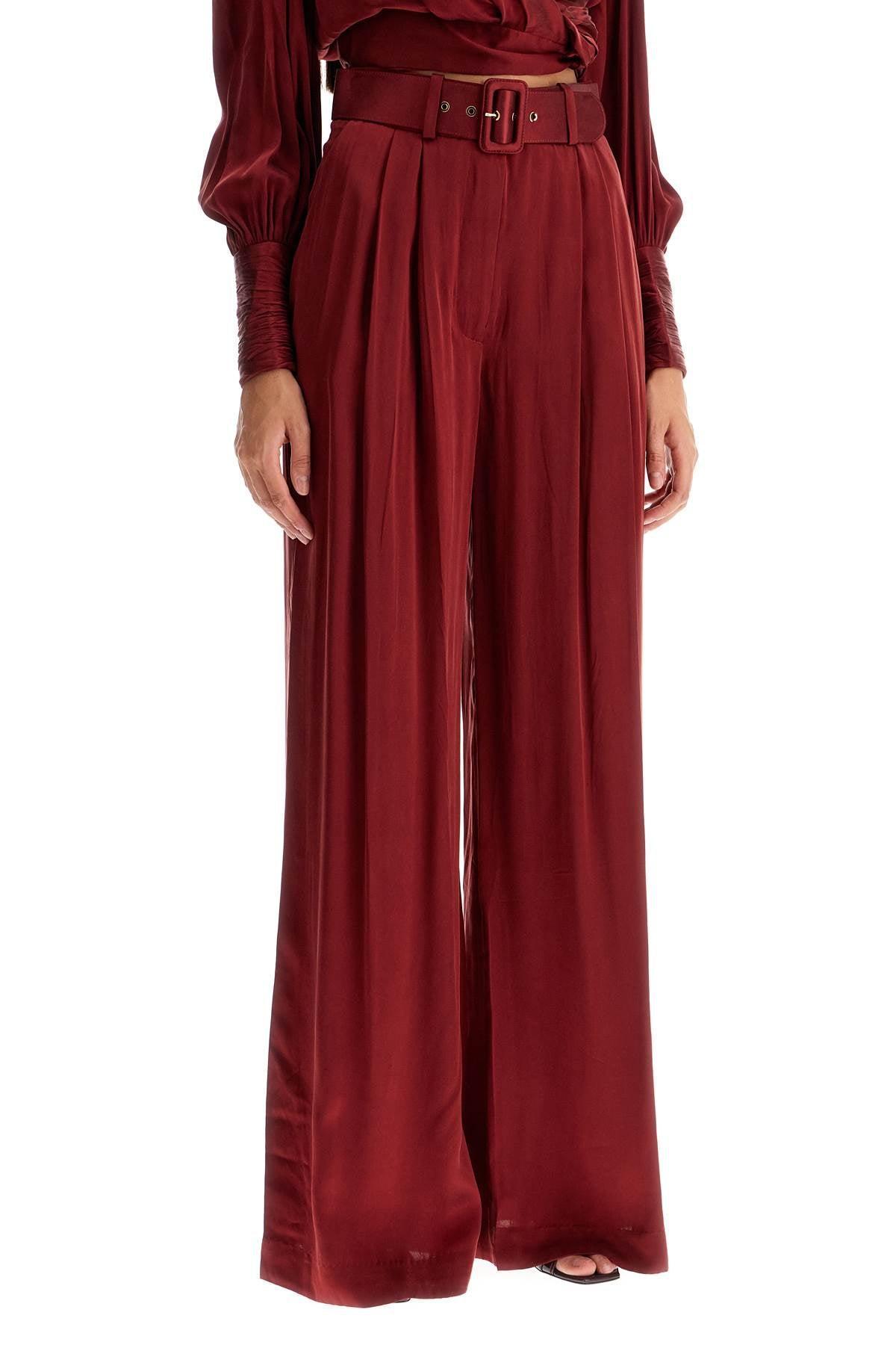 Silk Satin Palazzo Pants In Nine In Red Product Image