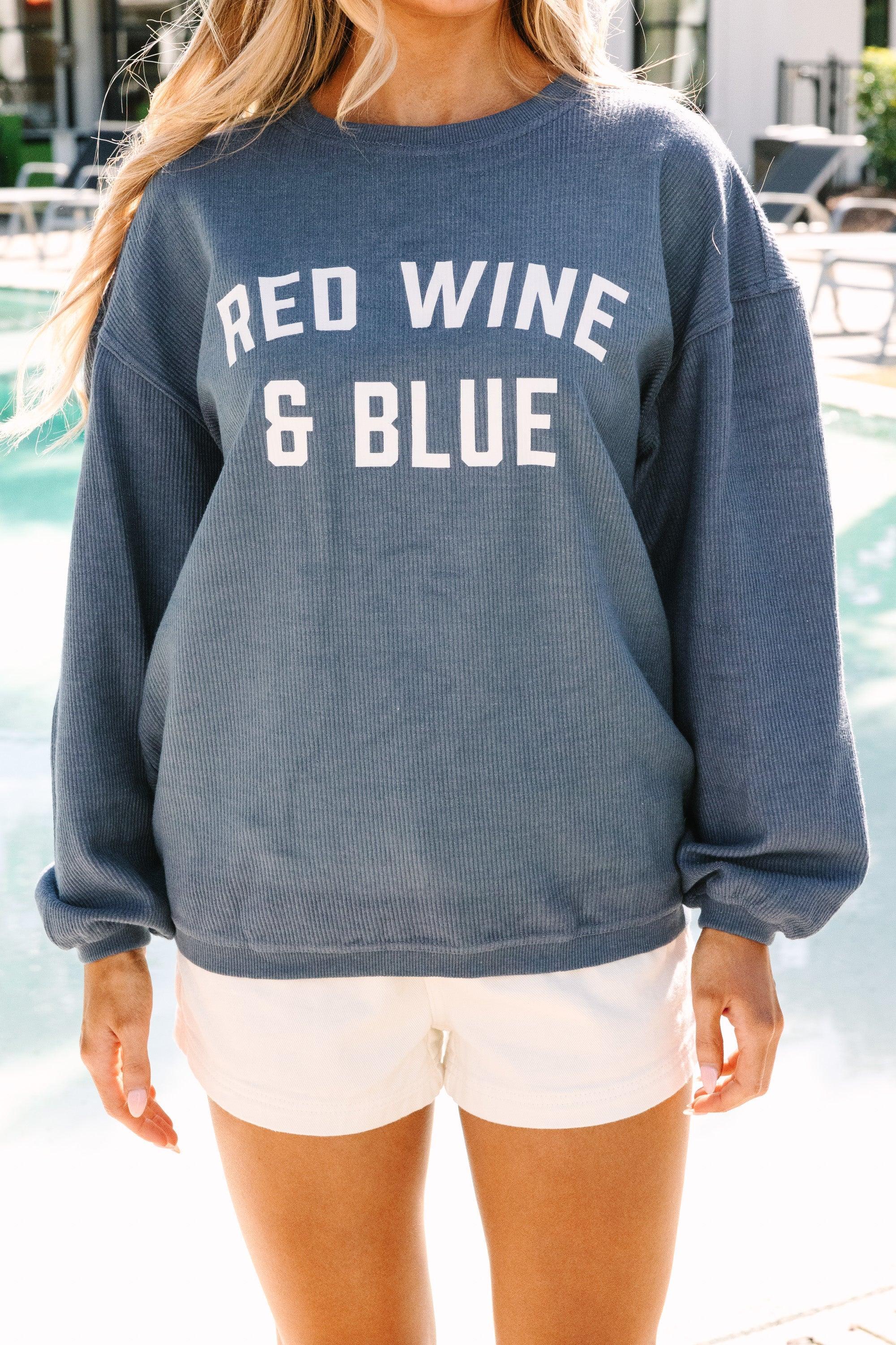 Red Wine and Blue Navy Blue Corded Sweatshirt Female Product Image