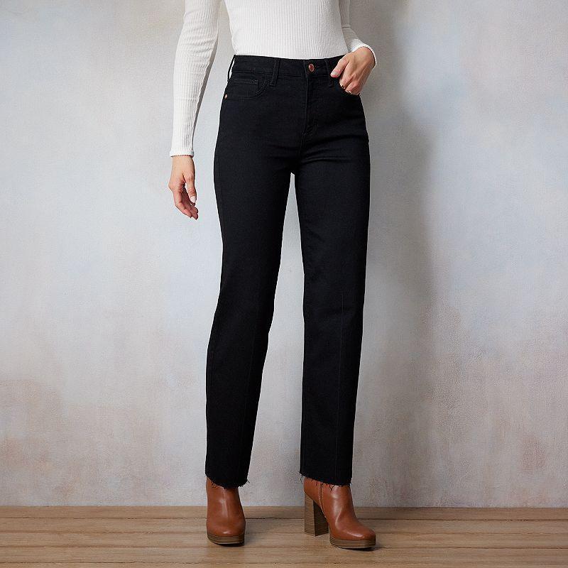 Womens LC Lauren Conrad Super High-Rise True Straight Jeans Black Product Image