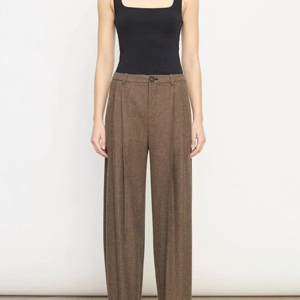 Houndstooth Pleat Front Pant In Brown Product Image