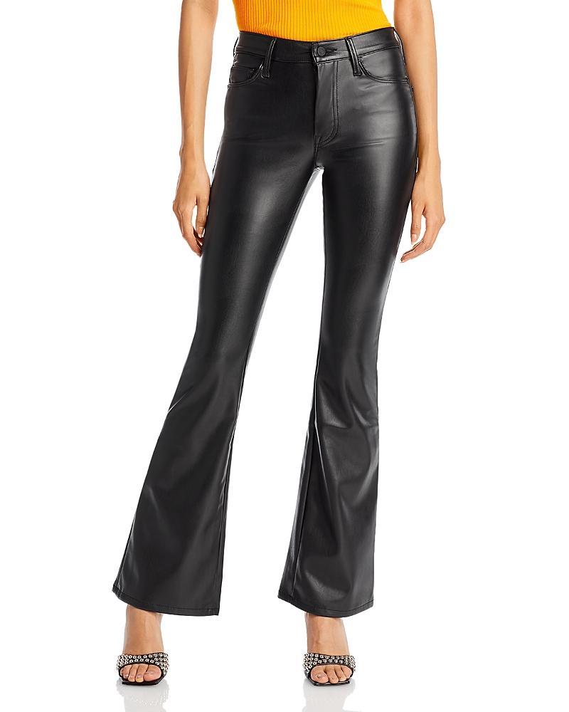 Mother The Weekender Heel Faux Leather High Rise Flare Jeans in Black Product Image