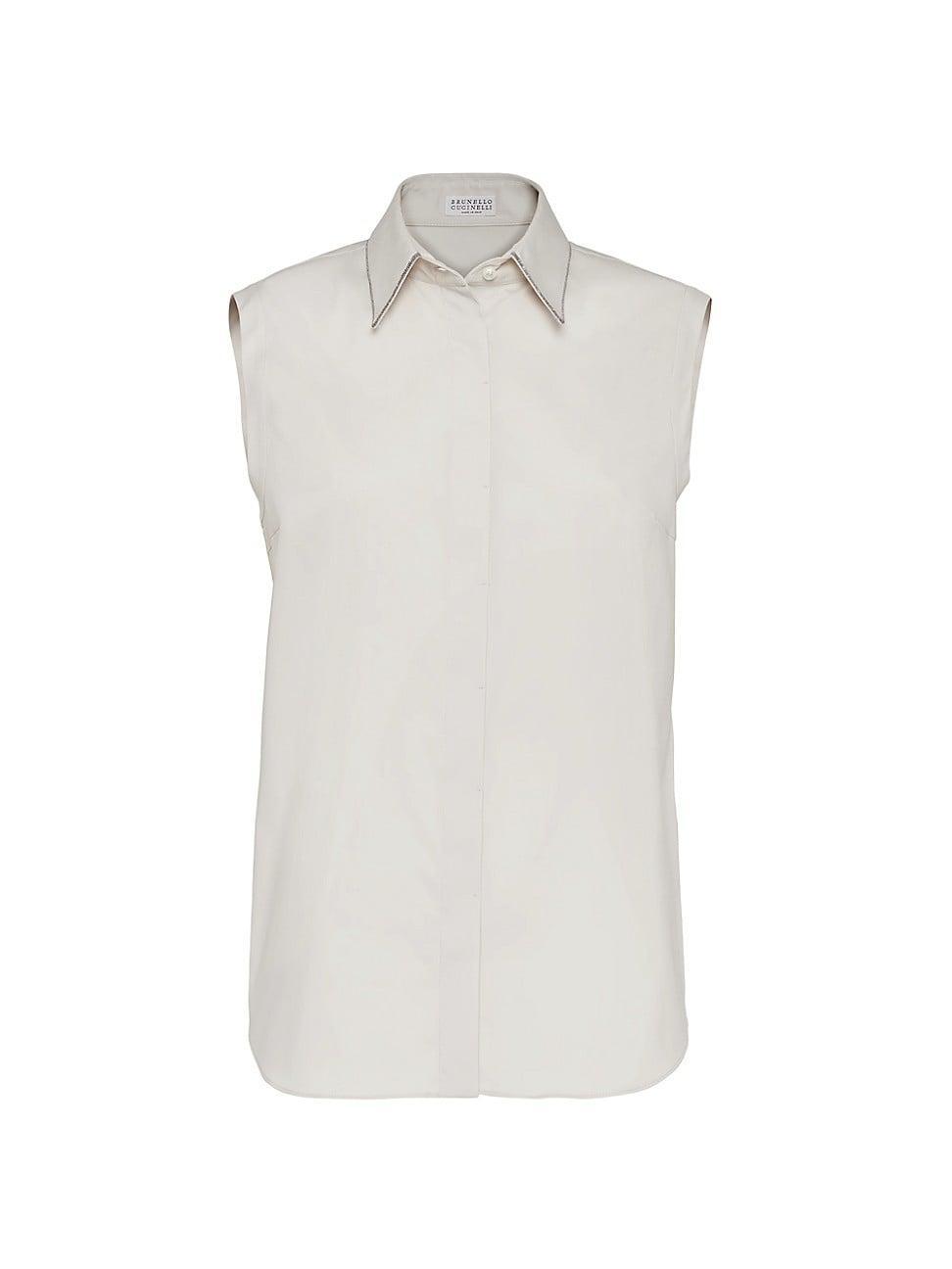 Womens Stretch Cotton Poplin Sleeveless Shirt Product Image