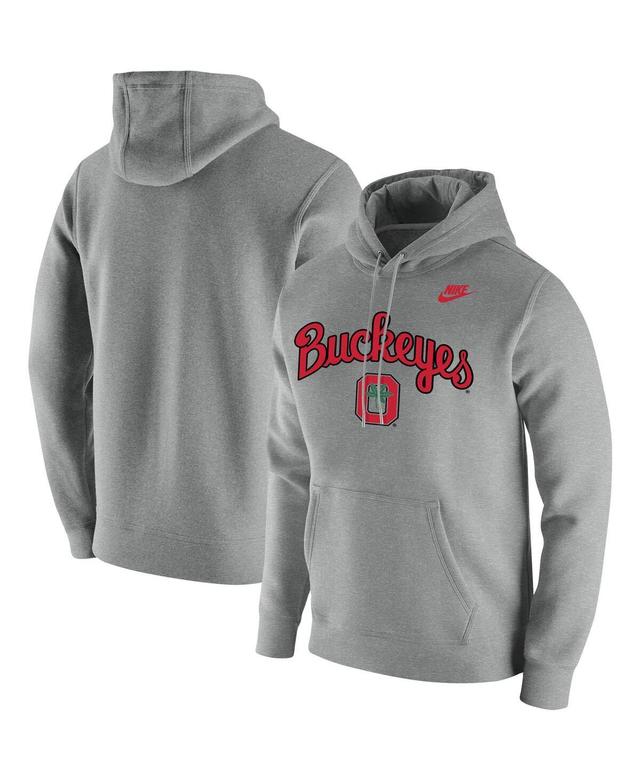 Mens Nike Heathered Gray Ohio State Buckeyes Script Vintage School Logo Pullover Hoodie Grey Product Image