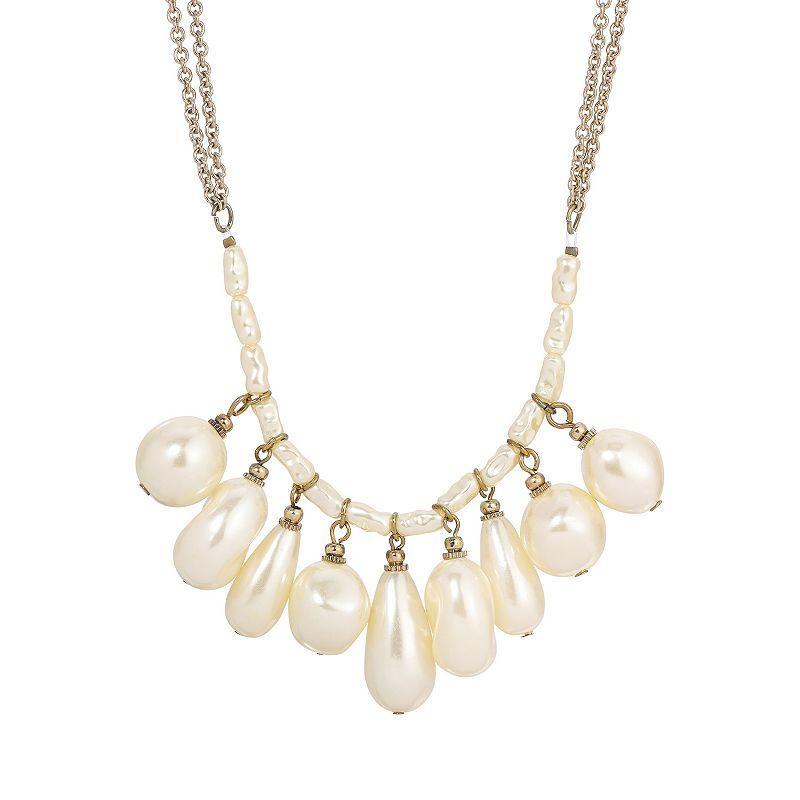 1928 Gold Tone Simulated Pearl Multi Drop Necklace, Womens, White Product Image