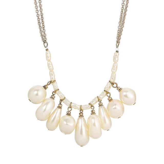 1928 Gold Tone Simulated Pearl Multi Drop Necklace, Womens, White Product Image