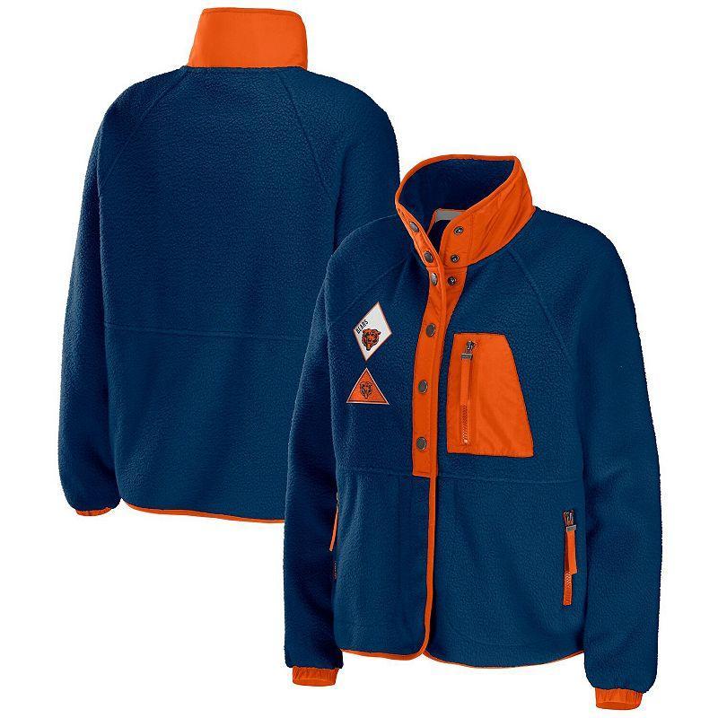 Womens WEAR by Erin Andrews Chicago Bears Polar Fleece Raglan Full-Snap Jacket Blue Product Image