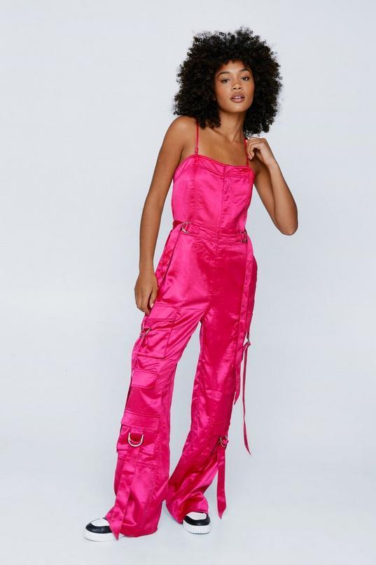 Premium Satin Bandeau Strap Detail Jumpsuit Product Image