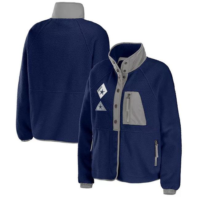 Womens WEAR by Erin Andrews Dallas Cowboys Polar Fleece Raglan Full-Snap Jacket Blue Product Image