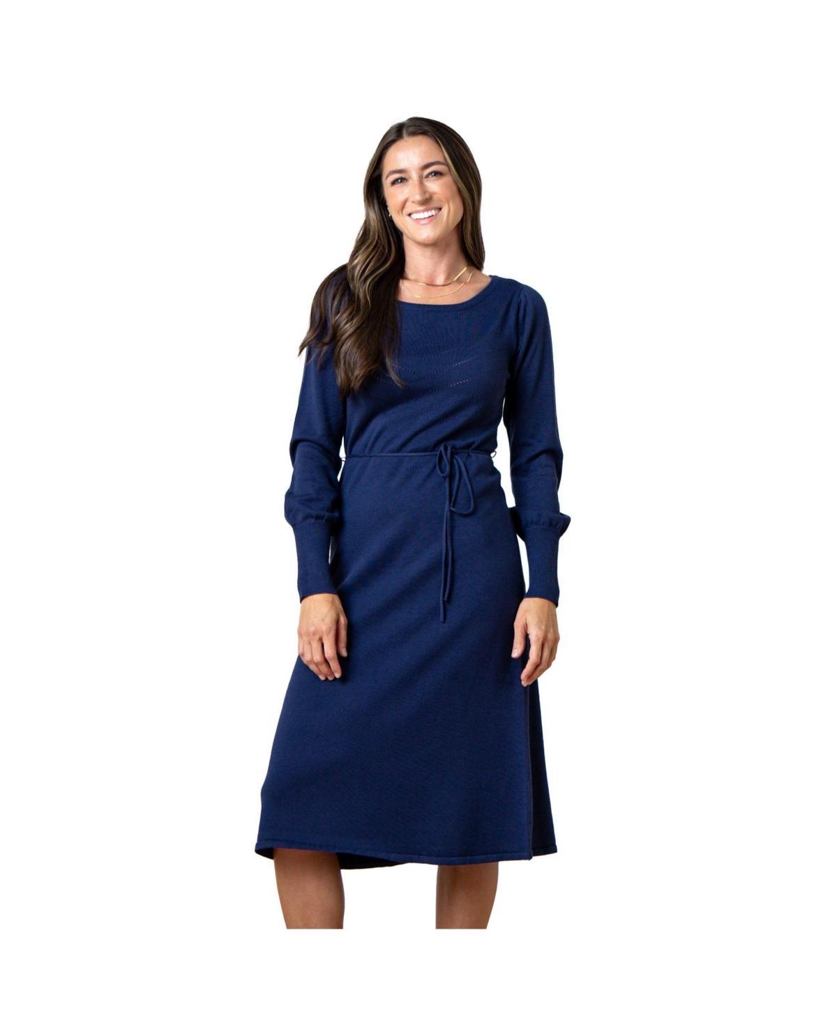 Hope & Henry Womens Organic Bellow Sleeve Pointelle Sweater Dress Product Image