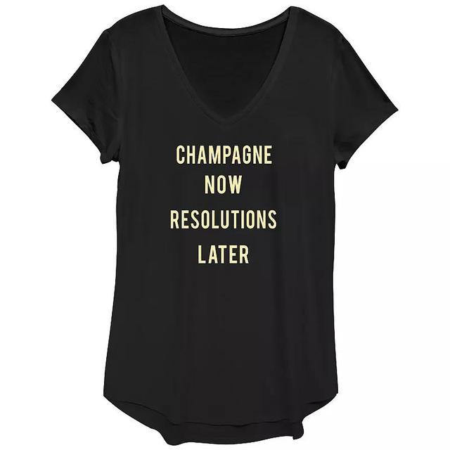 Womens Champagne Now Resolutions Later Graphic Tee Product Image