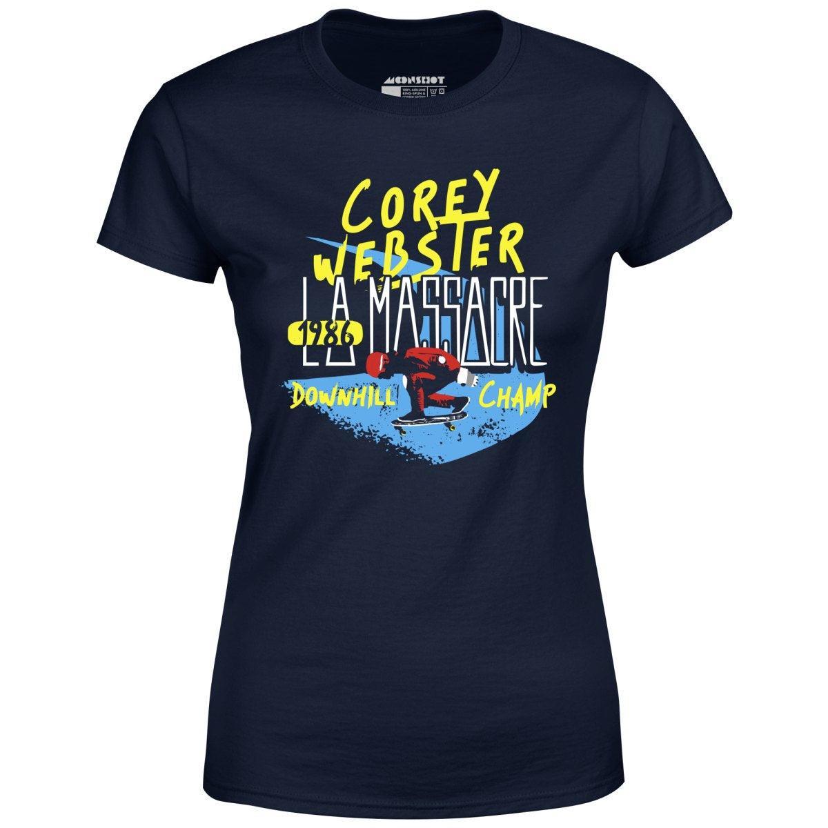 Corey Webster 1986 LA Massacre Downhill Champ - Women's T-Shirt Female Product Image