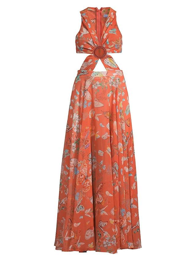 Womens Floral Cut-Out Cover-Up Maxidress Product Image