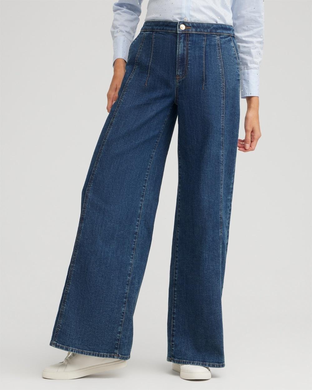 High Rise Wide Leg Palazzo Jeans Product Image