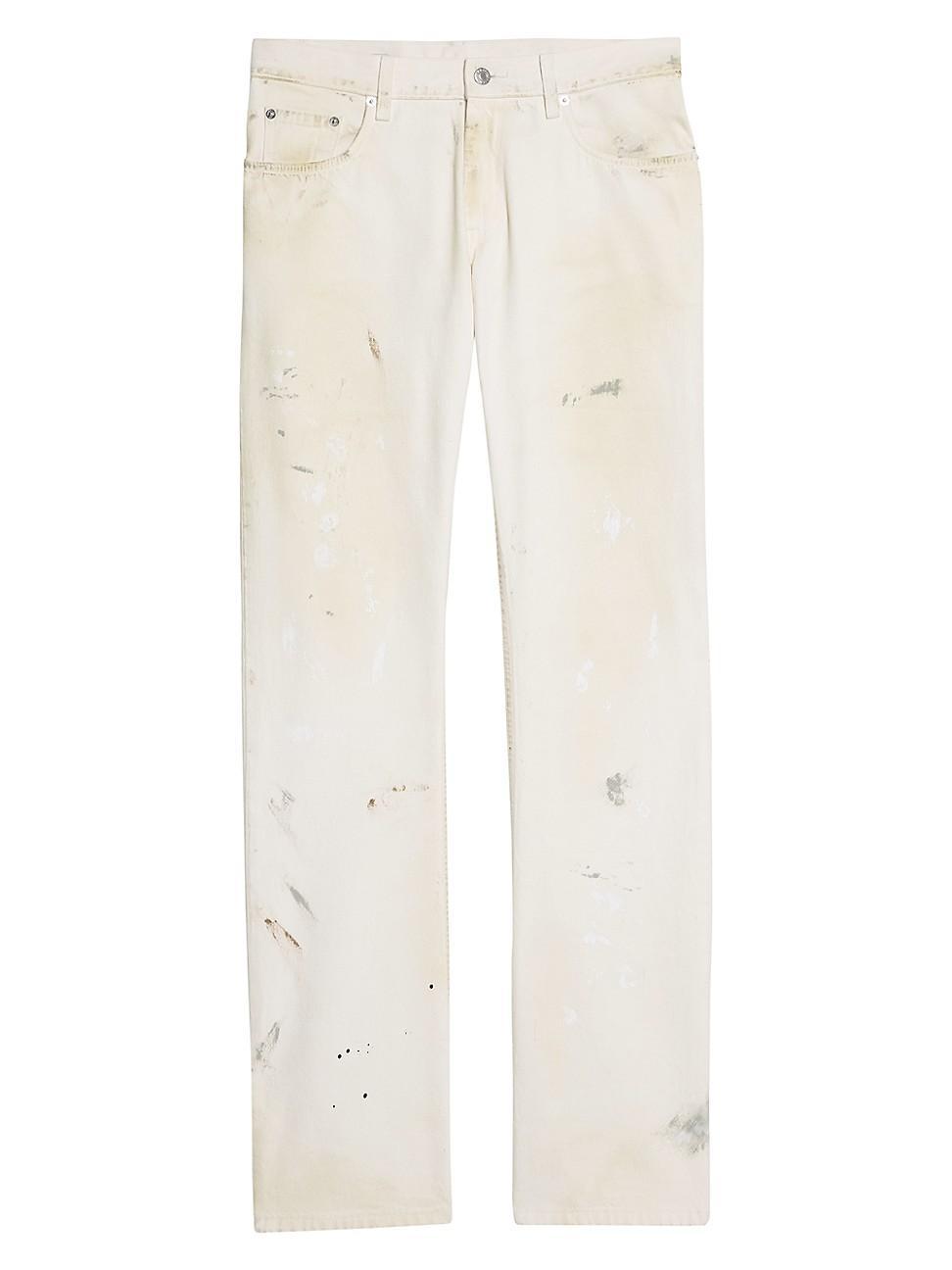 Men's Low-Rise Jeans with Paint Splatter Product Image