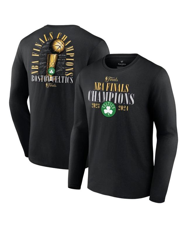 Fanatics Mens Black Boston Celtics 2024 Nba Finals Champions Fade Away Jumper Roster Signature Long Sleeve T-Shirt Product Image