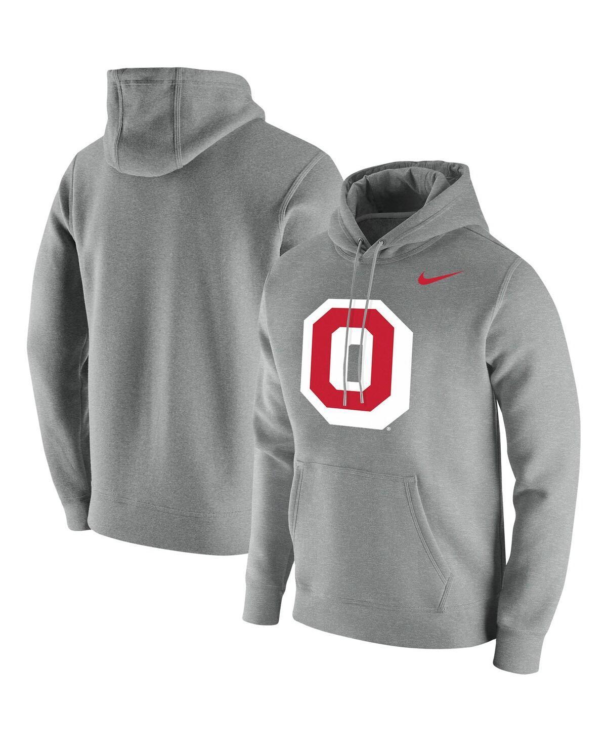 Mens Nike Heathered Gray Ohio State Buckeyes Vintage School Logo Pullover Hoodie Grey Product Image