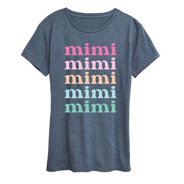 Womens Colorful Stacked Mimi Graphic Tee Med Blue Product Image