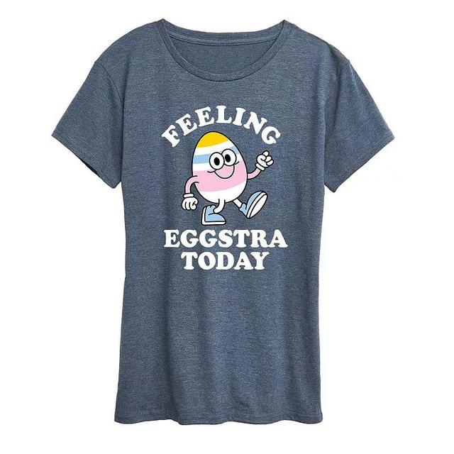 Womens Feelin Eggstra Graphic Tee Grey Royal Blue Product Image