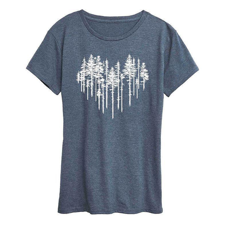 Womens Heart Trees Graphic Tee, Girls Grey Blue Product Image