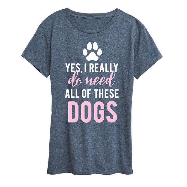 Womens Yes I Really Need Dogs Graphic Tee Med Blue Product Image