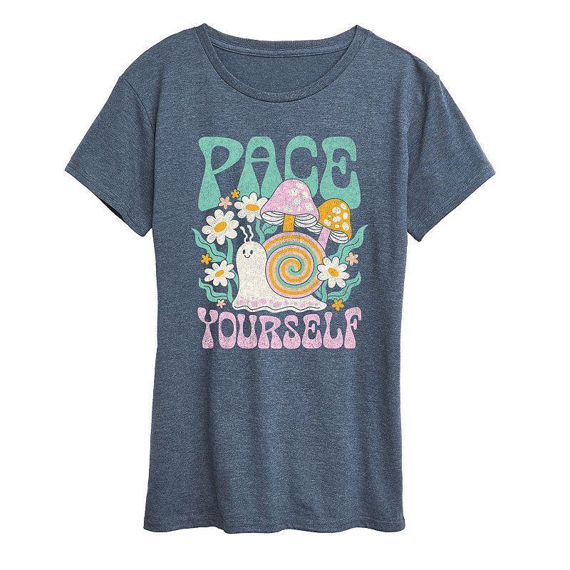 Womens Pace Yourself Snail Graphic Tee Grey Blue Product Image