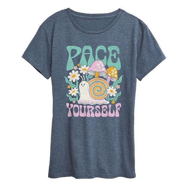 Womens Pace Yourself Snail Graphic Tee Grey Blue Product Image