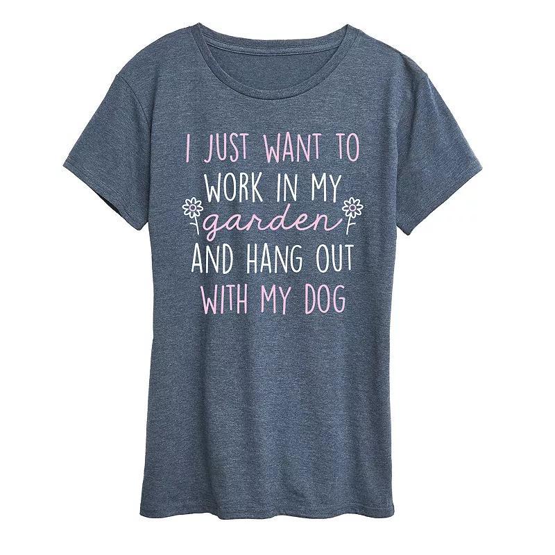 Instant Message Womens Womens Tee Shirts HEATHER Blue I Just Want to Work in My Garden Graphic Tee - Women, Juniors, Plus & Petite Plus Product Image