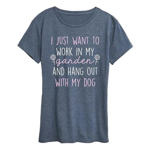 Plus I Just Want To Work In My Garden Graphic Tee, Womens Grey Blue Product Image