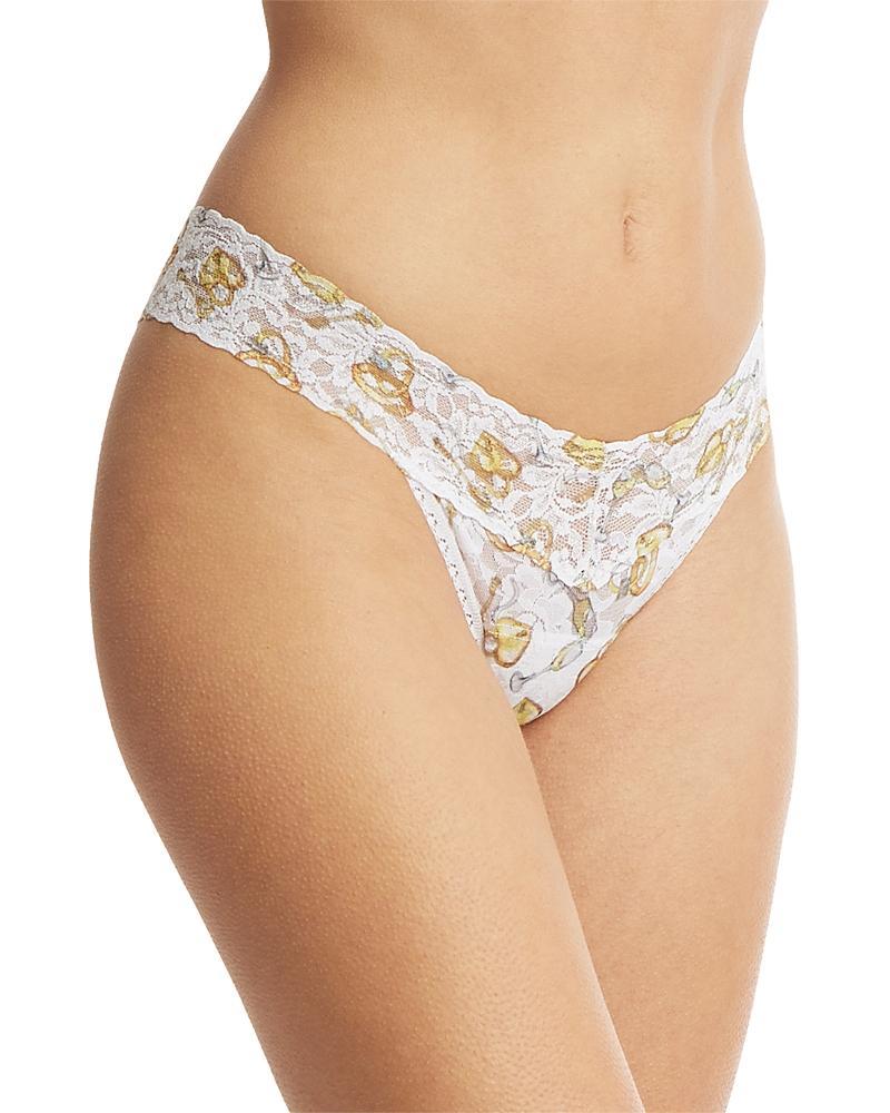 Printed Low-Rise Signature Lace Thong Product Image