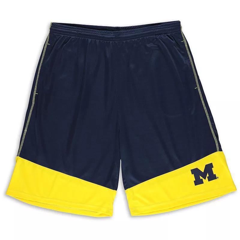 Mens Profile Michigan Wolverines Big & Tall Interlock Cuff Shorts Blue Product Image