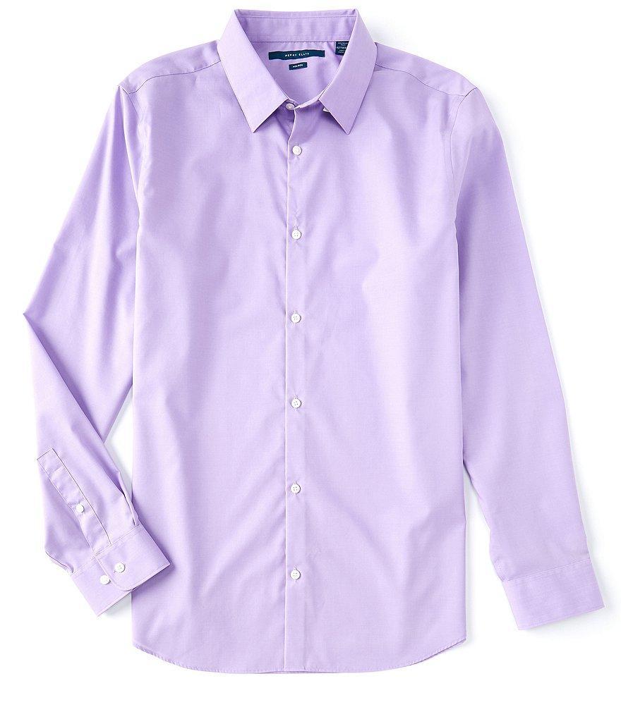 Perry Ellis Big & Tall Non-Iron Solid Twill Long-Sleeve Woven Shirt Product Image