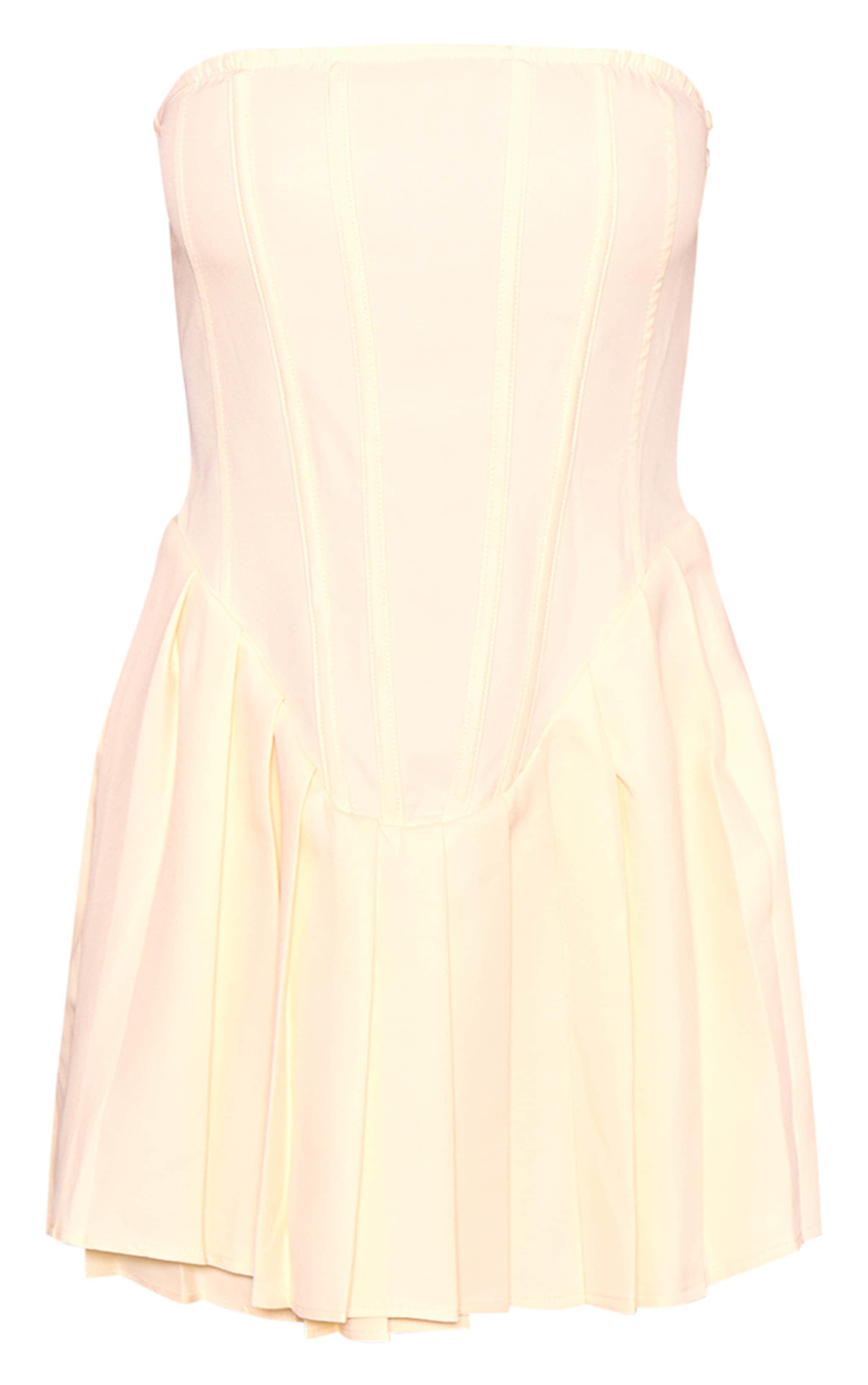 Cream Woven Bandeau Corset Shift Dress Product Image