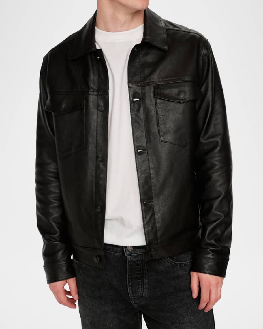 Mens Vaughn Leather Trucker Jacket Product Image