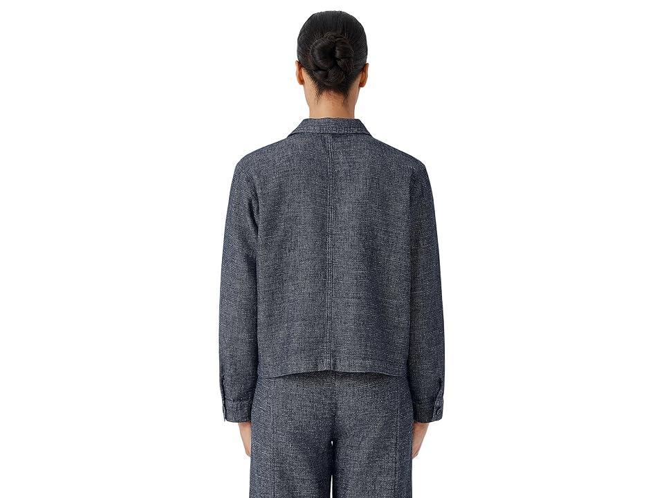 Eileen Fisher Classic Collar Jacket (Denim) Women's Coat Product Image